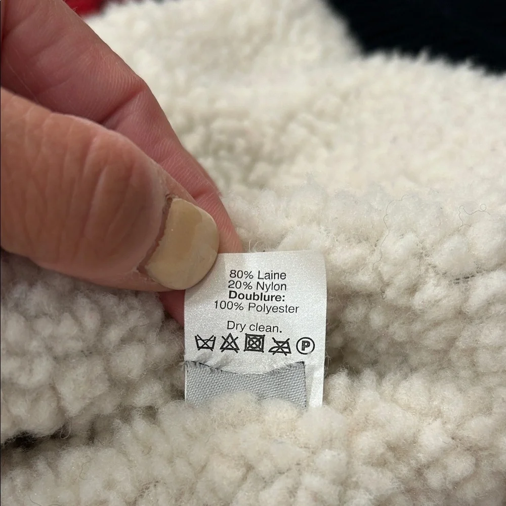 Madewell Wool Buffalo Check Sherpa Fleece Lined Vest Full Zip Knit Collar XL
